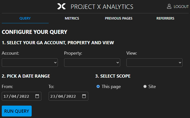 Project X Analytics chrome extension