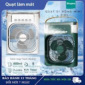 Quạt Phun Sương Để Bàn Nhỏ Gọn, Quạt Mini Để Bàn Tiện Lợi, Có 5 Vòi Phun Sương Kèm Đèn Led 7 Màu Tùy Chỉnh