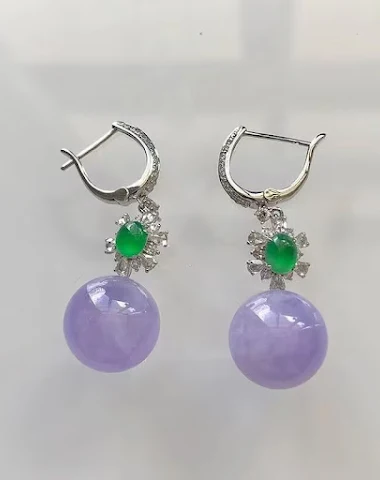 Brincos de calcedônia violeta em co - 0