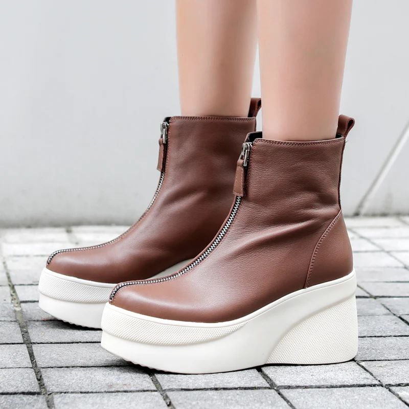 Botines Cortos de Cuero con Cuña Versátiles para Cualquier Ocasión, Comodidad y Estilo Todo en Uno, ¡Compra Ahora!