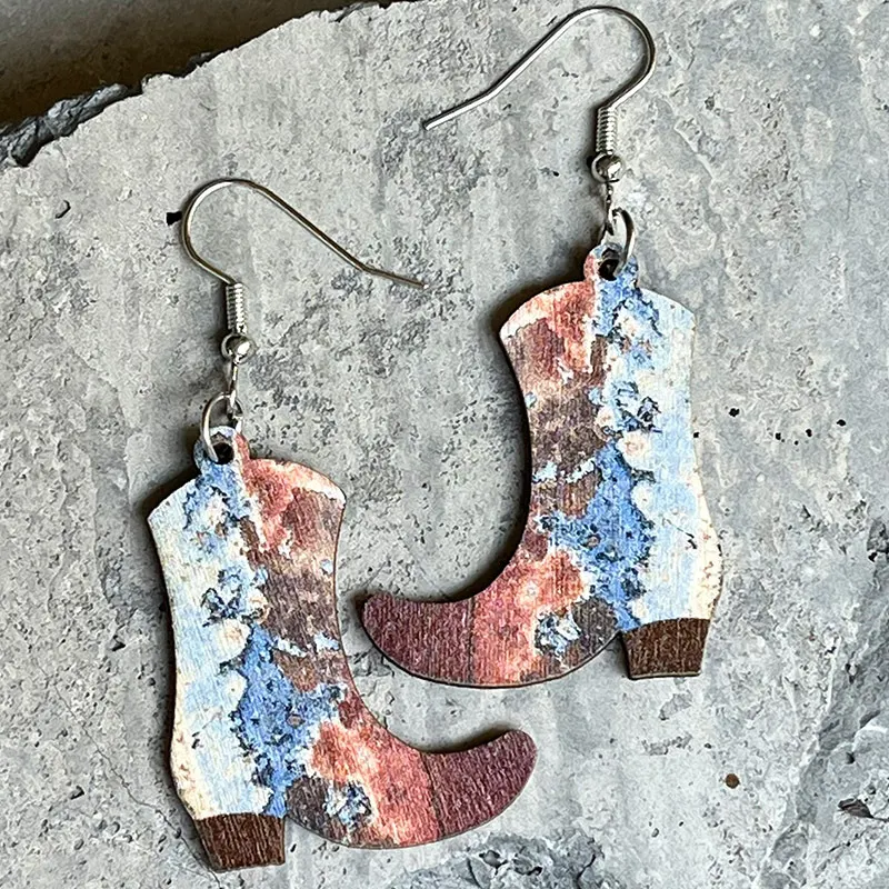 Pendientes Vintage de Botas Vaqueras Occidentales para Mujer con Diseño de Forma Exclusiva, Estilo Retro, Elegancia