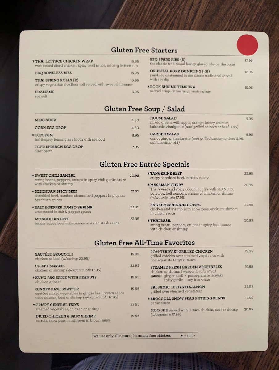 Lilli and Loo gluten-free menu