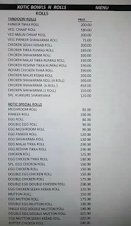 Xotic Bowls N Rolls menu 2