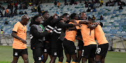 Kelvin Kampamba of Zambia celebrates a goal during the 2022 Hollywoodbets Cosafa Cup semifinal against Senegal at Moses Mabhida Stadium on July 15..