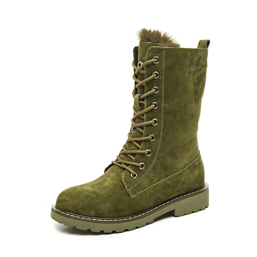 Title 4, Frosted Leather Boots Thickened Waterproof Cott...