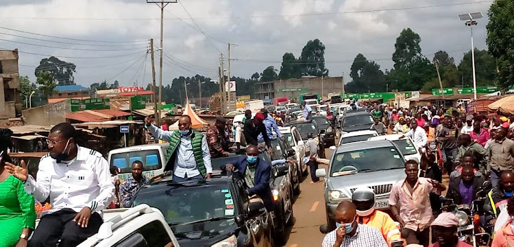 Bungoma Senator Moses Wetang'ula on his meet-the-people tour of Bungoma on Friday, June 19, 2020