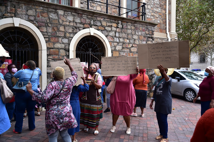 Owners of SMMEs protest in Durban on March 16 2021 demanding they be awarded contracts to build RDP homes. Picture: EUGENE COETZEE/THE HERALD