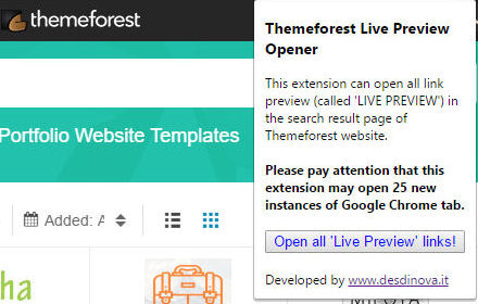 ThemeForest Live Preview Opener Preview image 0