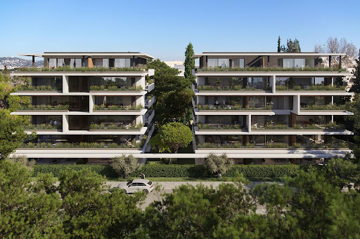 Modern building with green balconies in this luxury property for sale in Marousi ($1,732,242 - 256 m²)