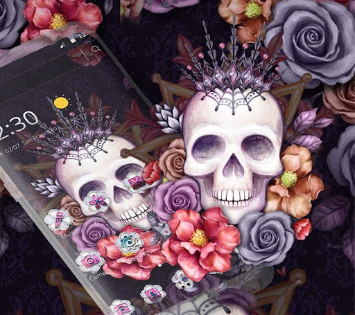 Colorful Flower Skull Fancy Theme