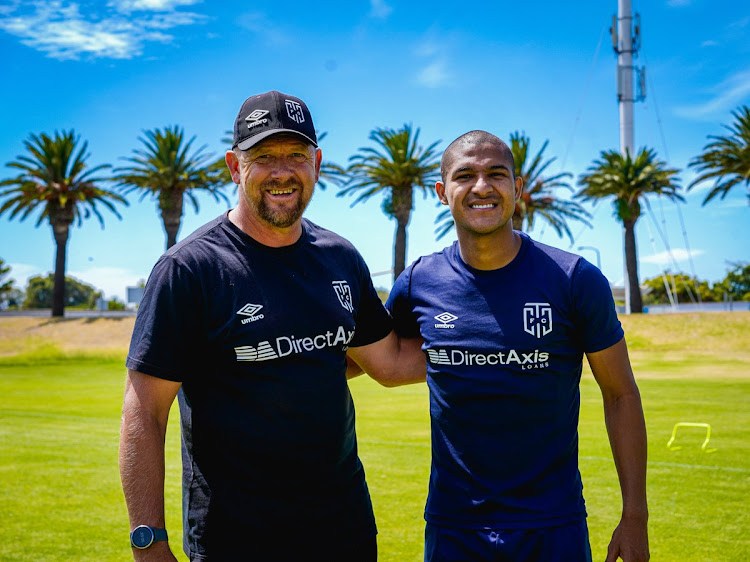 Cape Town City coach Eric Tinkler with Darwin Gonzalez from Venezuela.