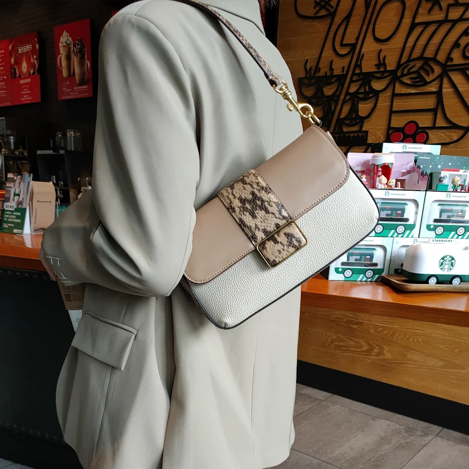 Damesmode handtas schoudertas crossbody bag met contrastkleuren, perfect voor dagelijks gebruik, combineerbaar en stijlvol