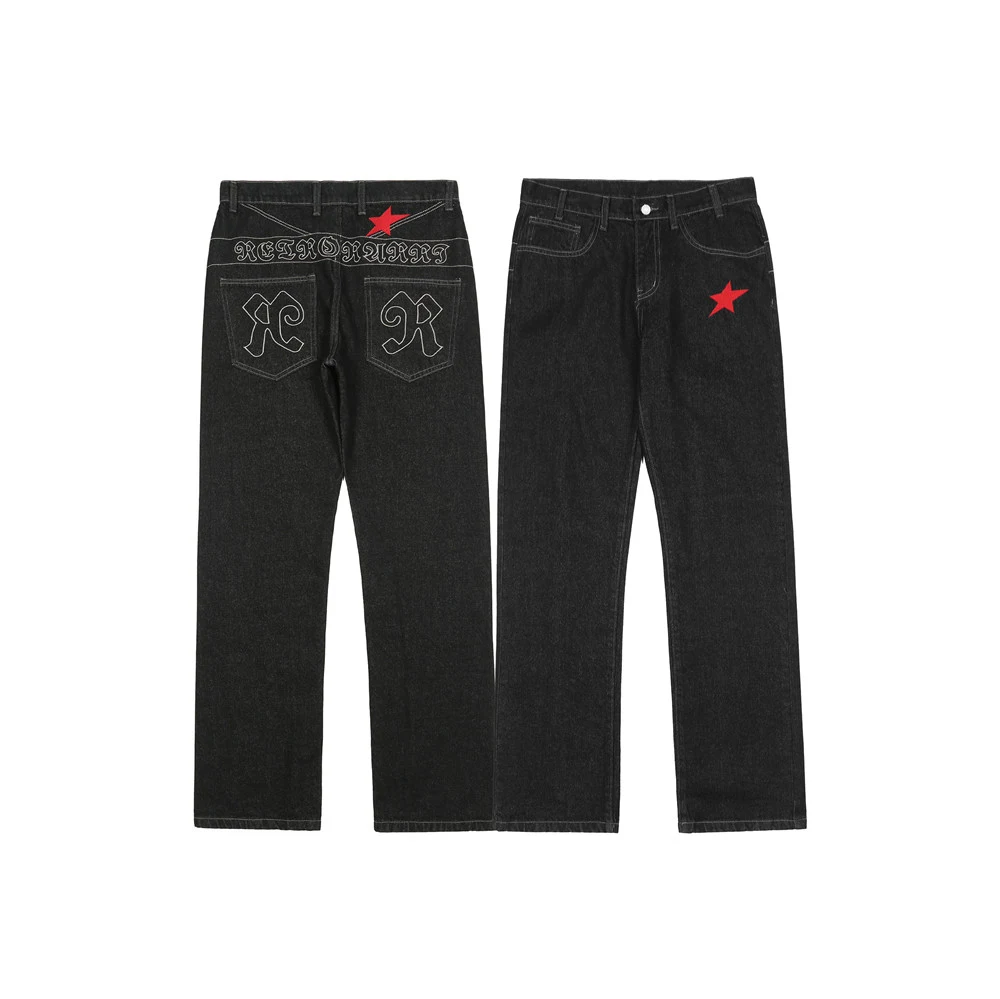 Title 6, Heren Jeans met Amerikaanse Letterborduring. Ca...