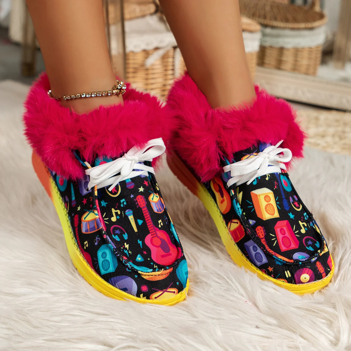 Title 4, Damskie modne buty na Halloween z nadrukiem, pl...