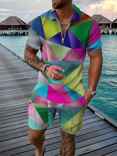 Title 2, Mens Summer Fashion 3D Printed Short Sleeve Ge...