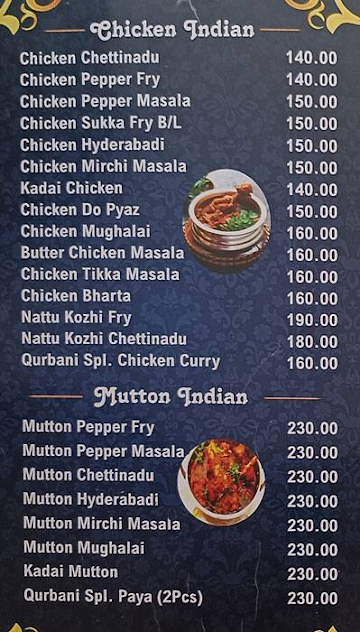Qurbani Biriyani menu 