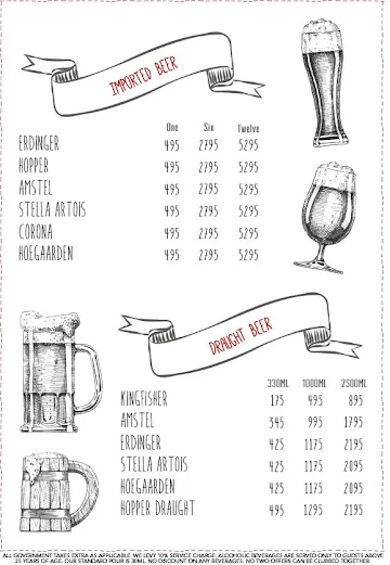 Warehouse Cafe menu 