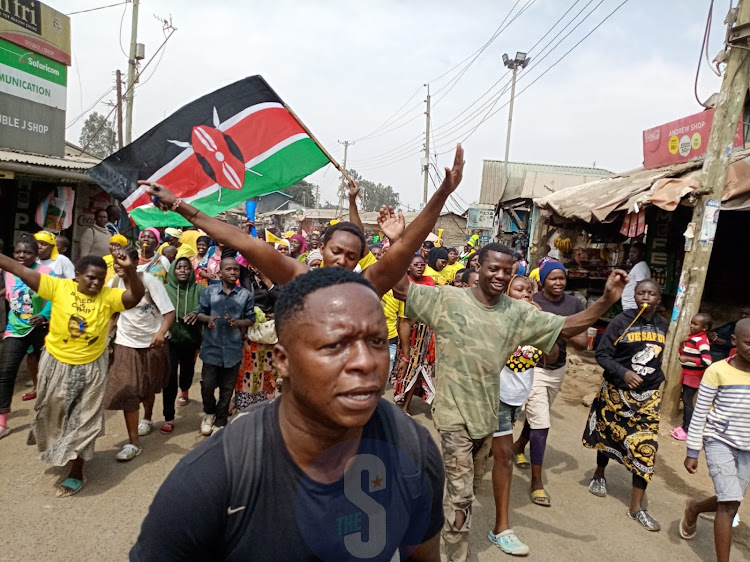 Ruto supporters take to streets to celebrate his win at Kibra Nairobi on Monday September 5, 2022.