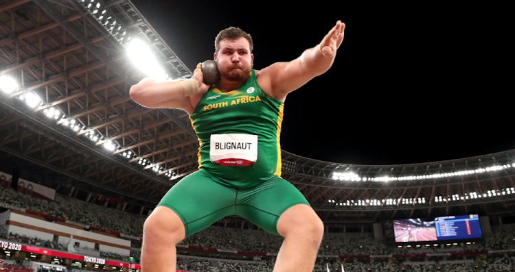 Kyle Blignaut of Team SA competes in the men's shot put qualification in Tokyo, Japan, on August 3 2021. Picture: RYAN PIERSE/GETTY IMAGES