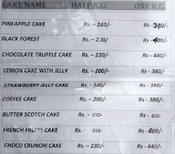 French Patisseries menu 1