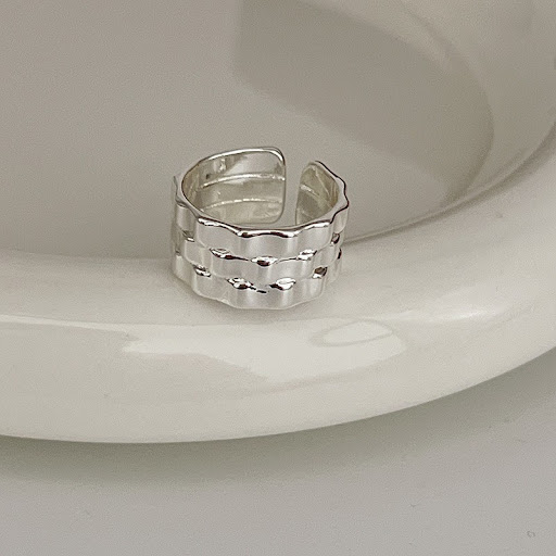 Title 19, Irregular 925 Sterling Silver All-Match Ring wi...