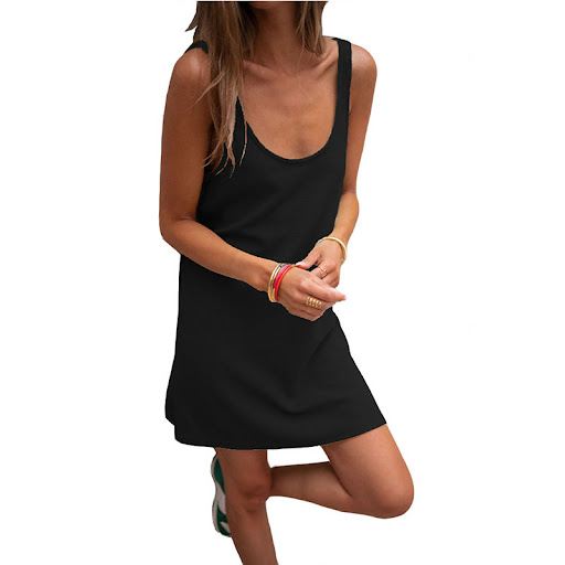 Title 2, Womens Solid Waffle Sleeveless Loose Strap Dre...