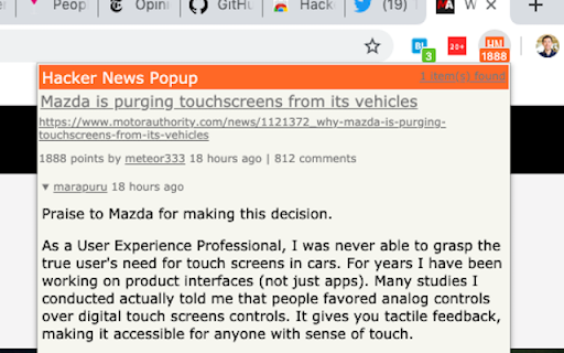 Hacker News Popup