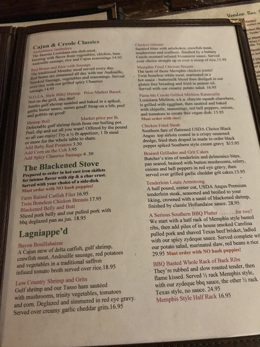 Lagniappe Cajun Creole Eatery gluten-free menu