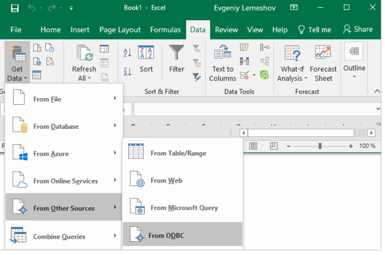 excel to redshift: ODBC data gathering