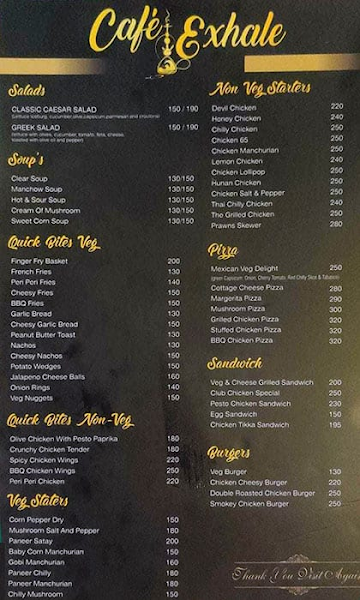 Cafe Exhale menu 