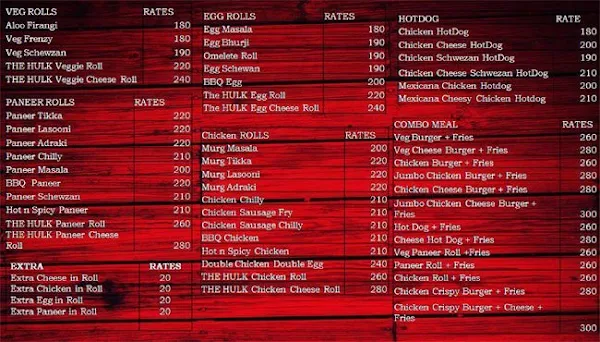 Night Riders menu 