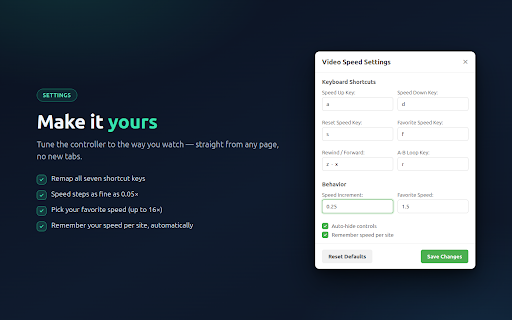Video Speed Controller — Floating Controls screenshot 1