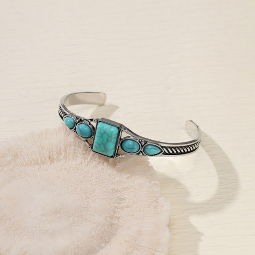 Title 3, Bohemian Retro Turquoise Adjustable Bracelet. A...
