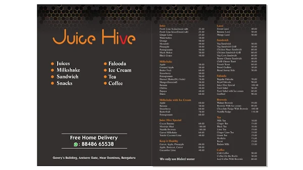 Juice Hive menu 