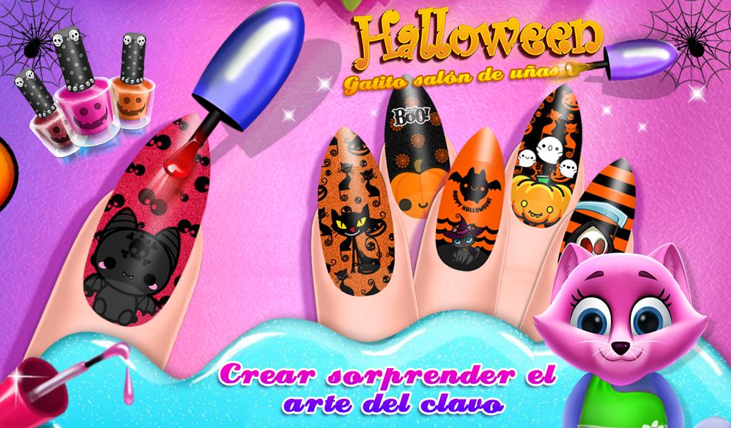 Android application Halloween Kitty Nail Salon screenshort