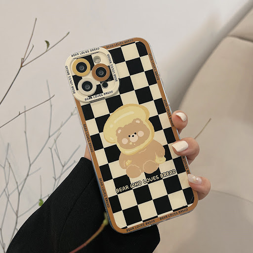 Title 6, Bread Bear Plaid Cartoon Soft Phone Case, prote...