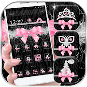 Pink Zebra Bow Feather Theme  Icon