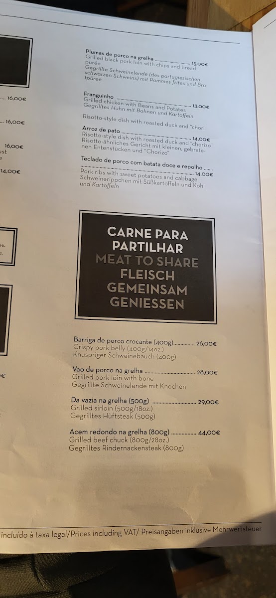 A Tasca gluten-free menu