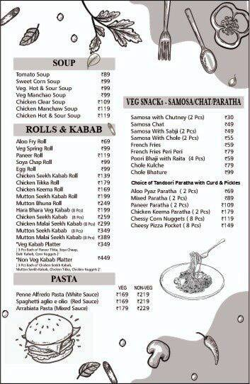 Nook Hospitality menu 