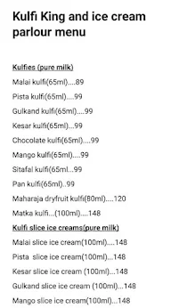 Kulfi King And Ice Cream Parlor menu 1