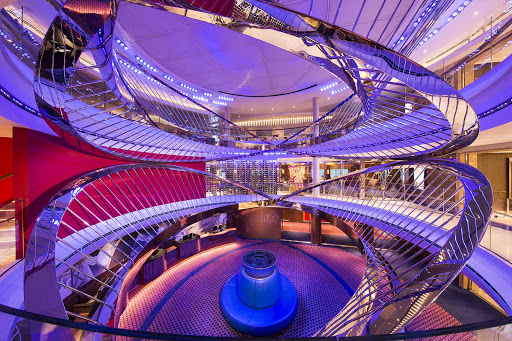 The stylish, contemporary atrium on Holland America's Koningsdam. 