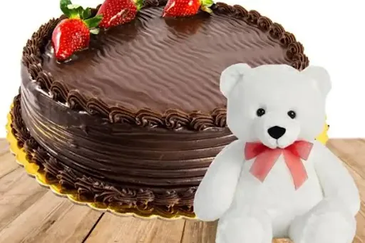 Delicious Black Forest Cake & 1 Teddy Bear