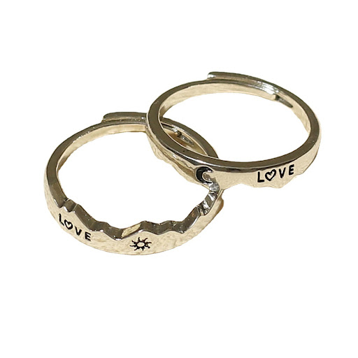 Title 7, LOVE Sun Moon Star Couple Ring. Romantic celest...