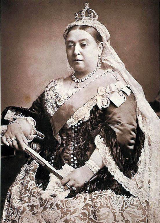 Empress Victoria of Great Britain and its dominions in her full imperial regalia.
