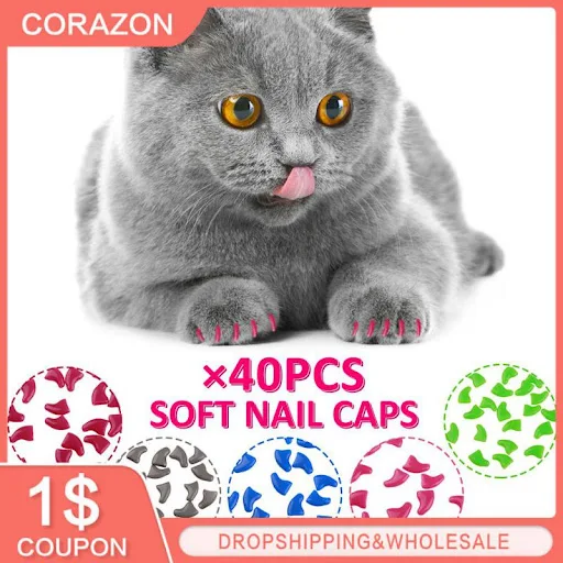 Silicone Soft Cat Fingernail Cover Cat Paw Claw Pet Nail Protector Cat Fingernail Cover With Free Glue Pet Supplies