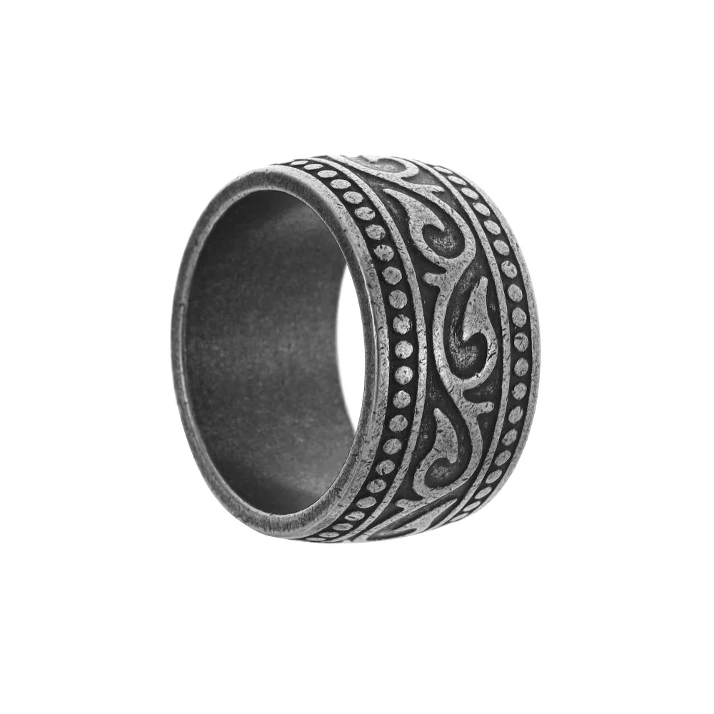 Title 4, Bague Large Homme en Acier Titane avec Totem de...