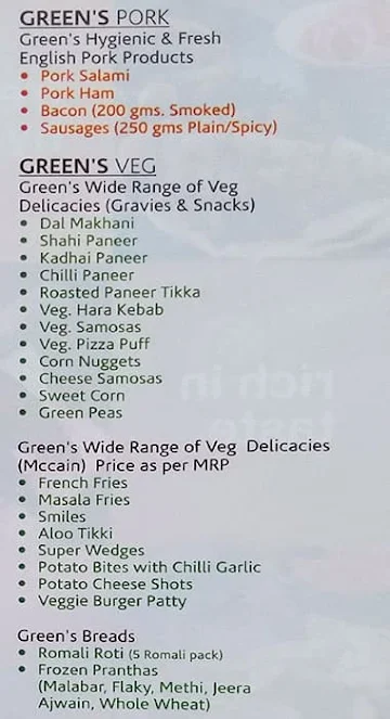 Green Chick Chop menu 