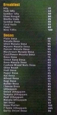 Sri Ranga Bhavan menu 2