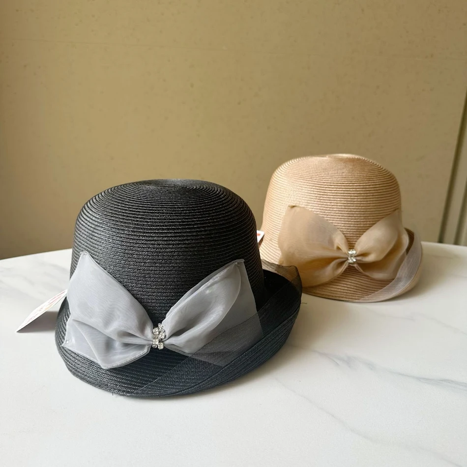 Chapeau de paille vintage tissé à petit bord pour femme