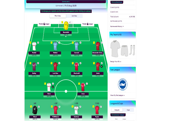 Fantasy Premier League 22/23 Enable Away Kits chrome extension